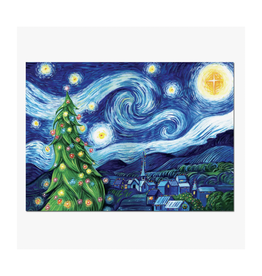 Silent Night Starry Night Holiday Greeting Card