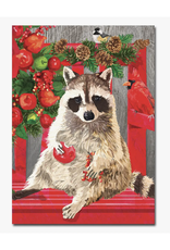 Red Handed Raccoon Greeting Card