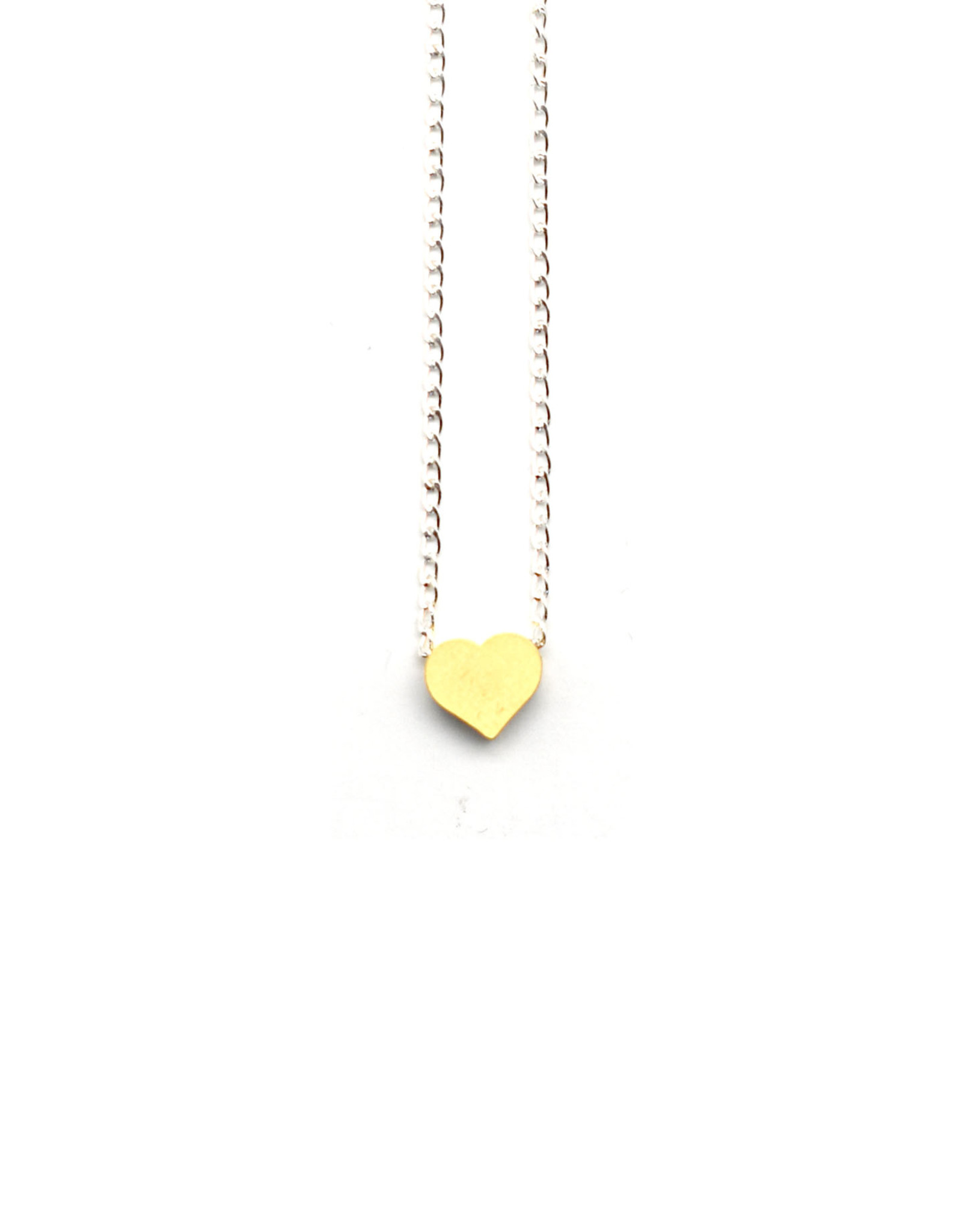 Crafts & Love Tiny Heart Necklace - Gold Heart, Silver Chain