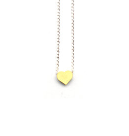 Crafts & Love Tiny Heart Necklace - Gold Heart, Silver Chain