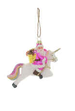 Santa Riding a Unicorn Ornament - Pastel