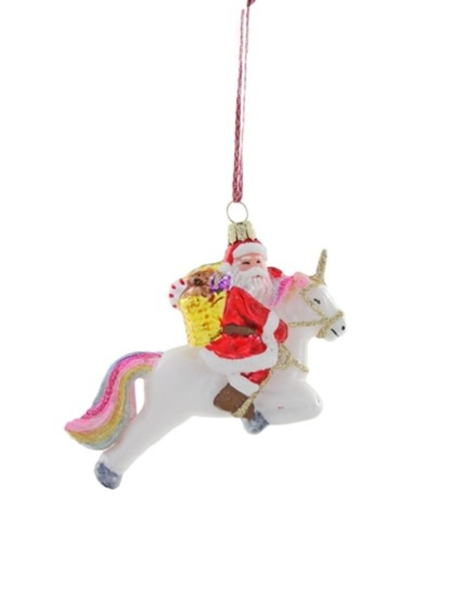 Santa Riding a Unicorn Ornament