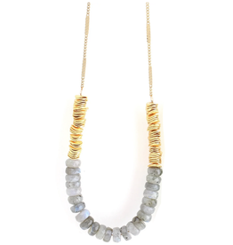 Tide Necklace - Labradorite Gemstone & Gold Beads