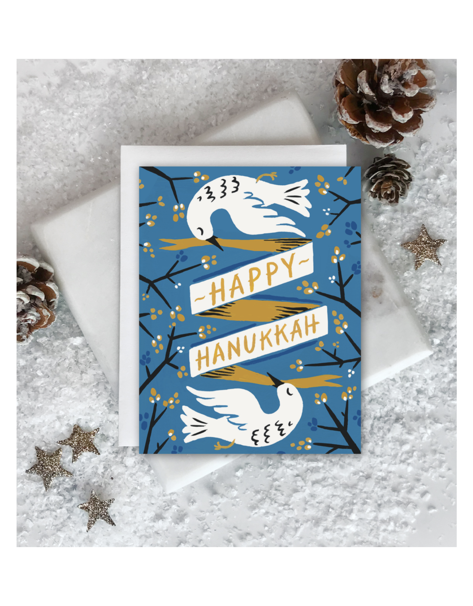 Happy Hanukkah Doves Greeting Card