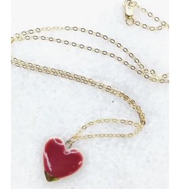 Heart Necklace - Red/Gold