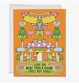 Gnome Loves Hotdogs Greeting Card