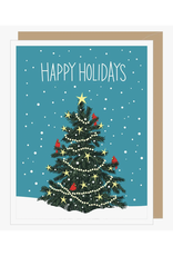 Cardinals and Tree Holiday Greeting Card