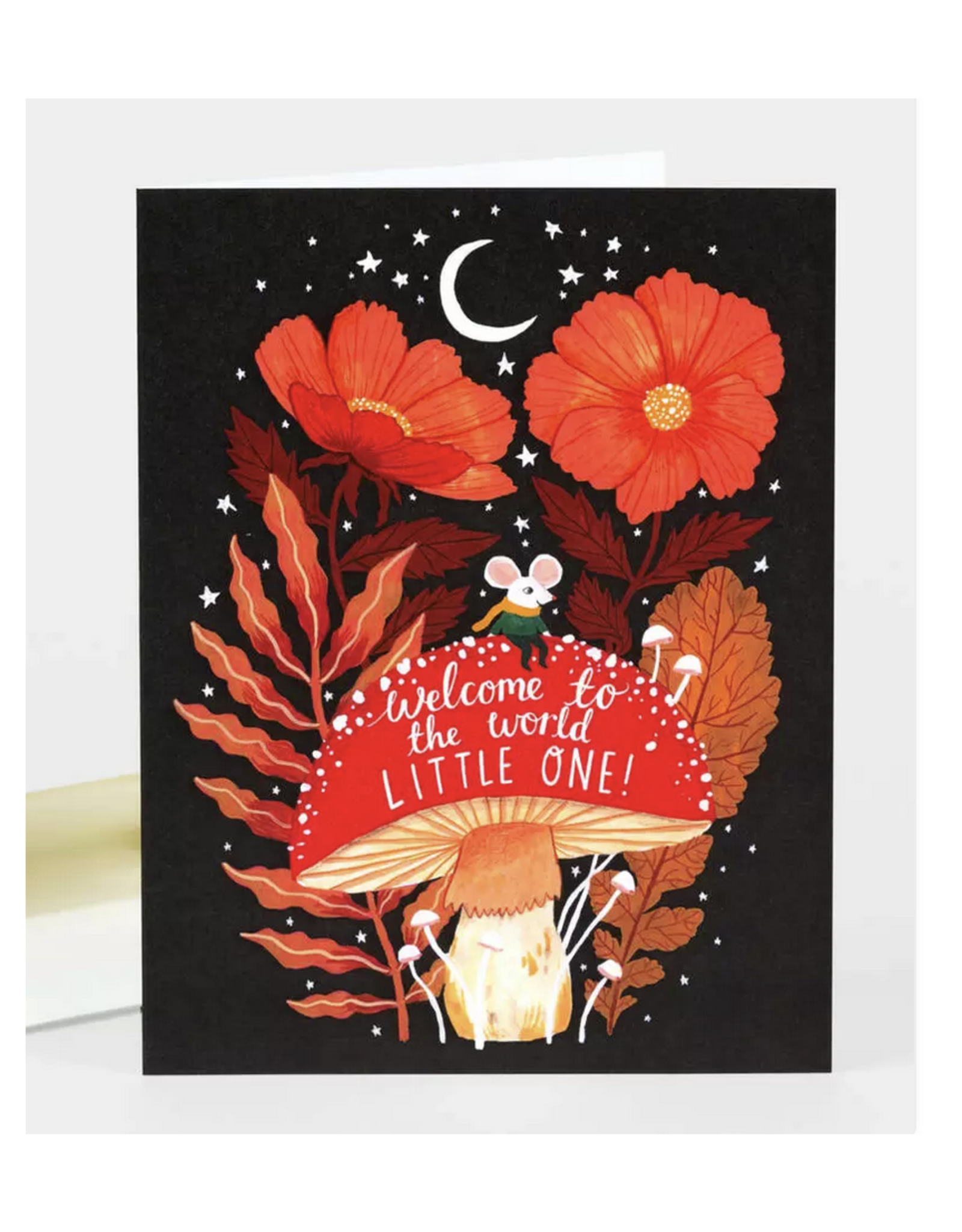 Welcome to the World Mushroom Mouse Greeting Card