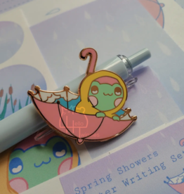 Spring Shower Frog Enamel Pin