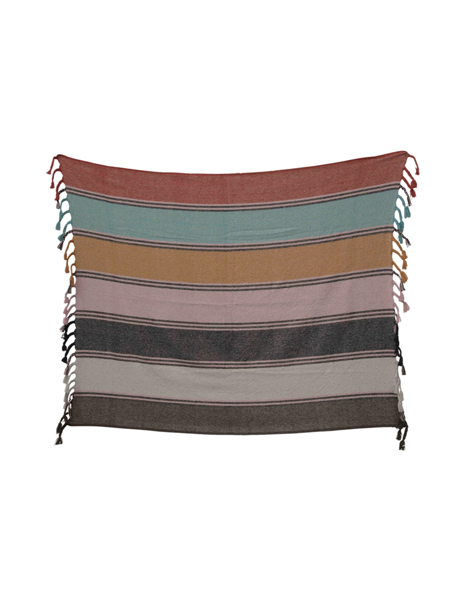 Cotton Blend Striped Throw