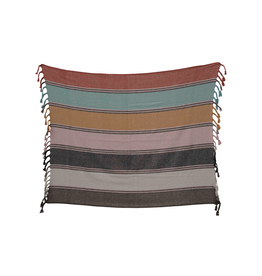 Cotton Blend Striped Throw
