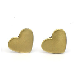 Heart Studs Earrings - Brass