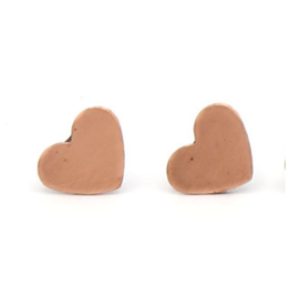 Heart Studs Earrings - Copper