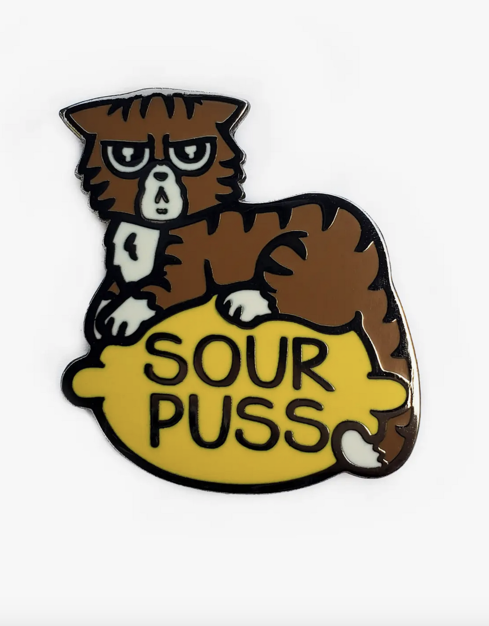 Sour Puss Cat Enamel Pin