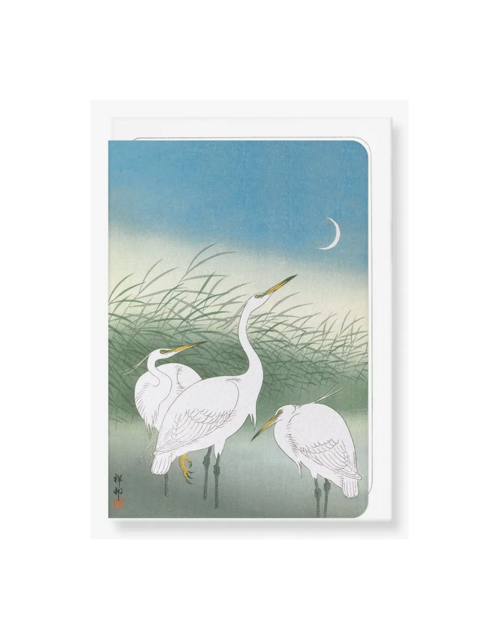 Herons In Shallow Water: Japanese Greeting Card