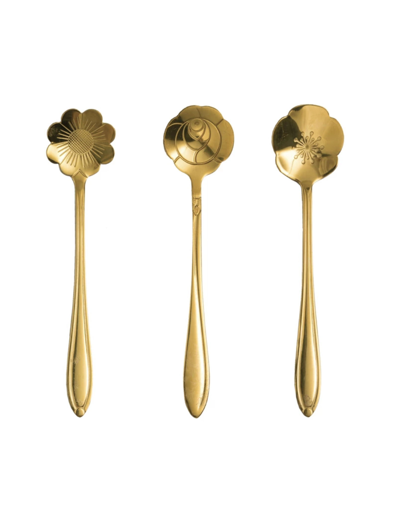 Gold Flower Spoons Set of 3