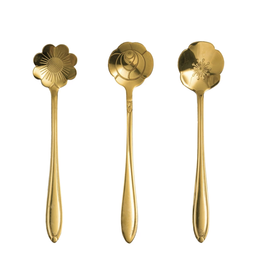Gold Flower Spoons Set of 3