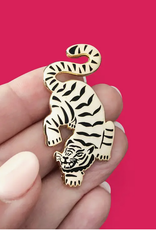 Stay Fierce Gold Tiger Enamel Pin