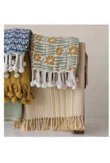 Florals & Tassels Woven Cotton Throw