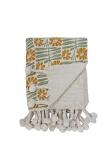 Florals & Tassels Woven Cotton Throw