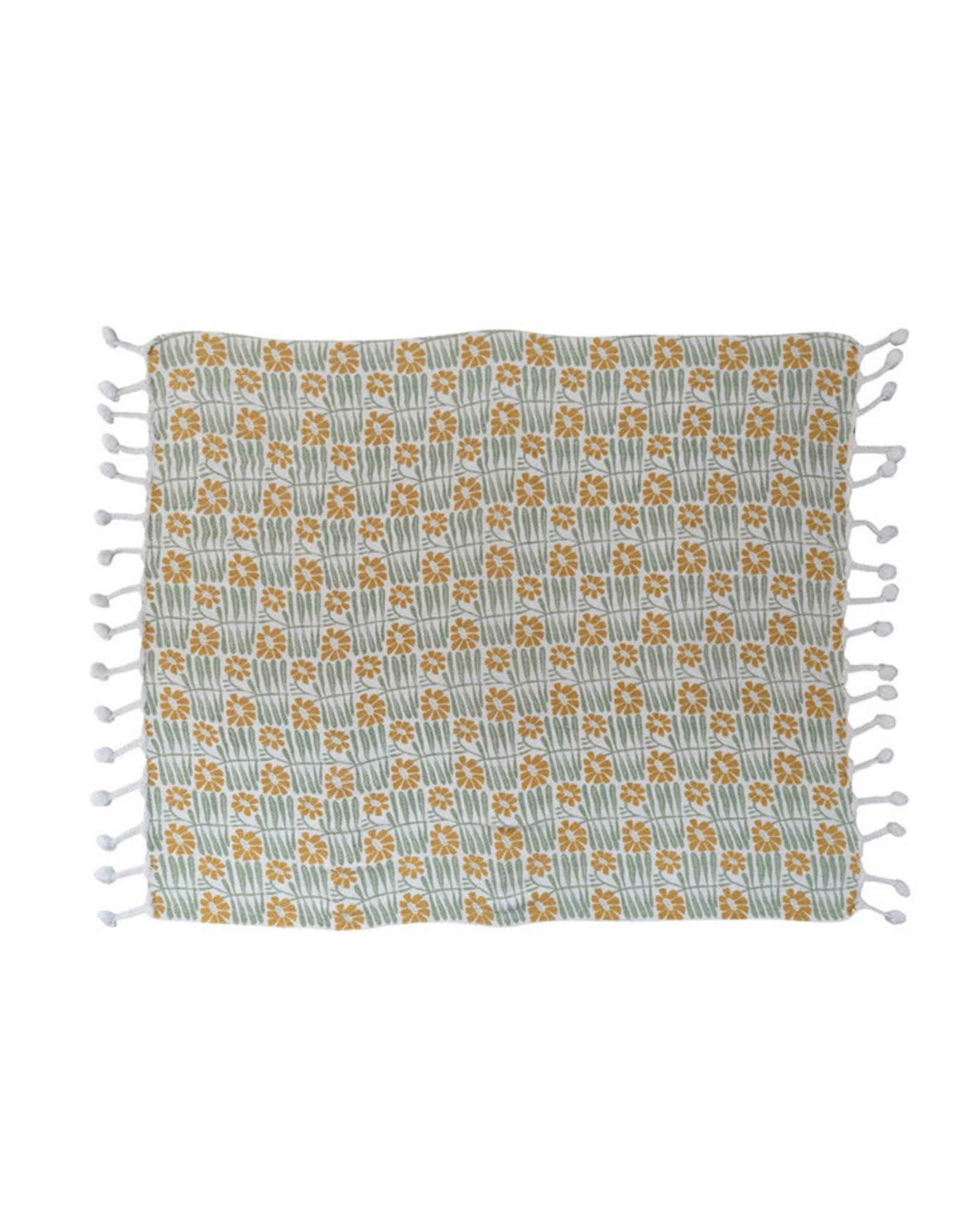 Florals & Tassels Woven Cotton Throw