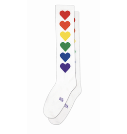 Rainbow Hearts Athletic Knee Socks