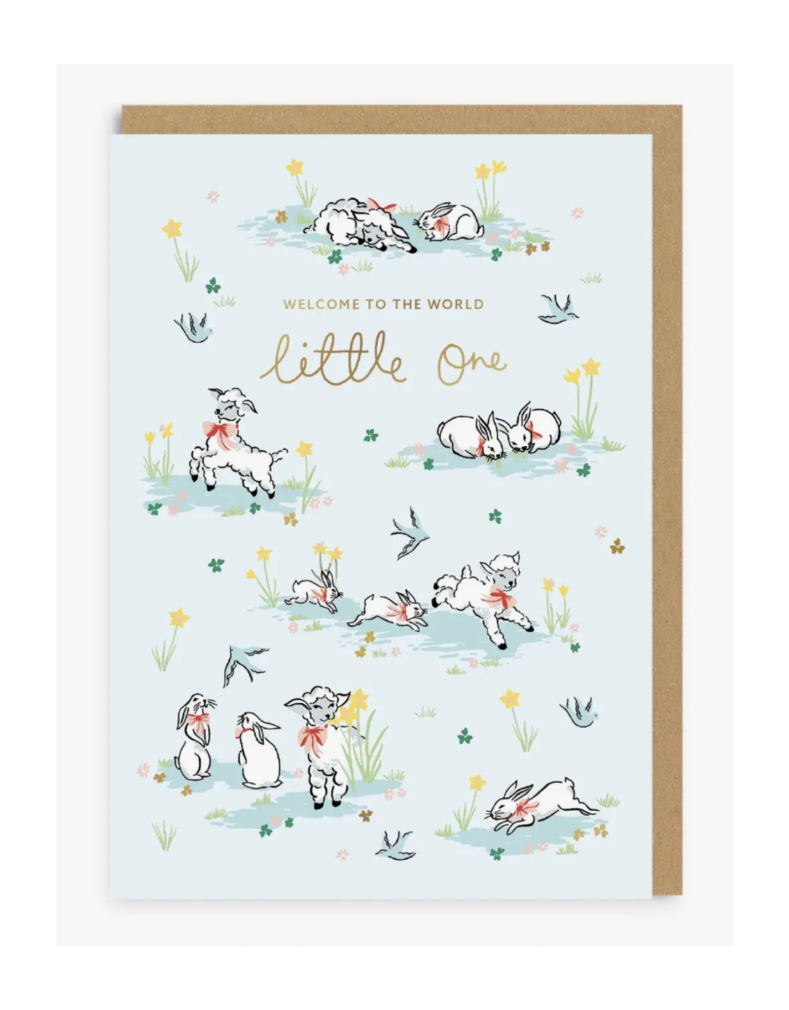 Welcome to the World Little One Lambs Greeting Card