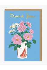 Thank you Floral Vase  Gold Foil Greeting Card