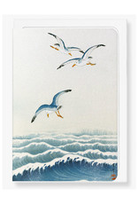 Seagulls Over The Waves Japanese Greeting Card