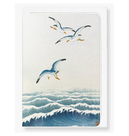 Seagulls Over The Waves Japanese Greeting Card