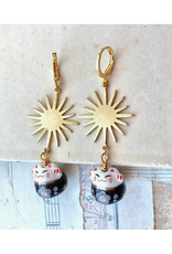 Black Lucky Cat Earrings
