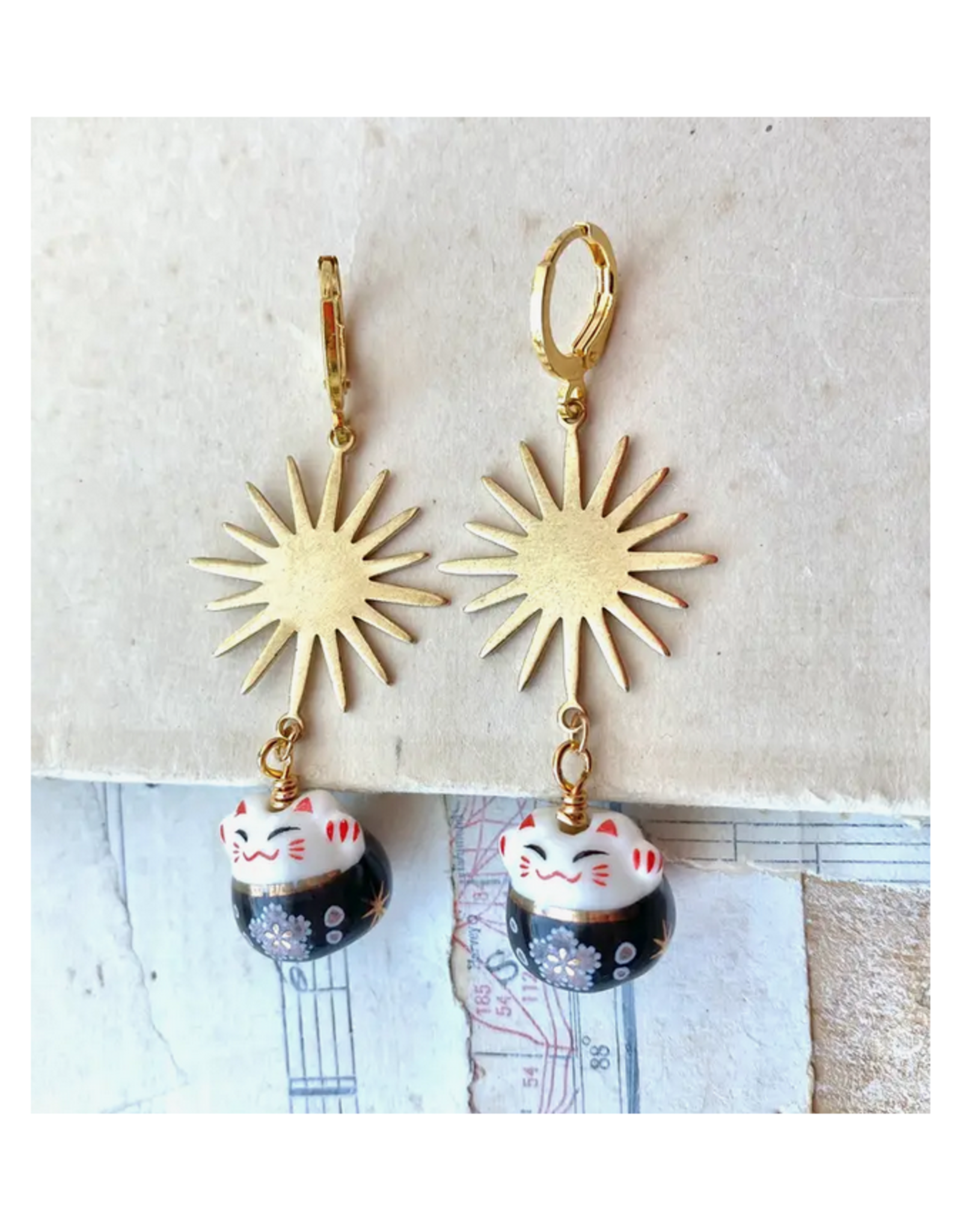 Black Lucky Cat Earrings