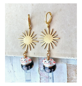 Black Lucky Cat Earrings