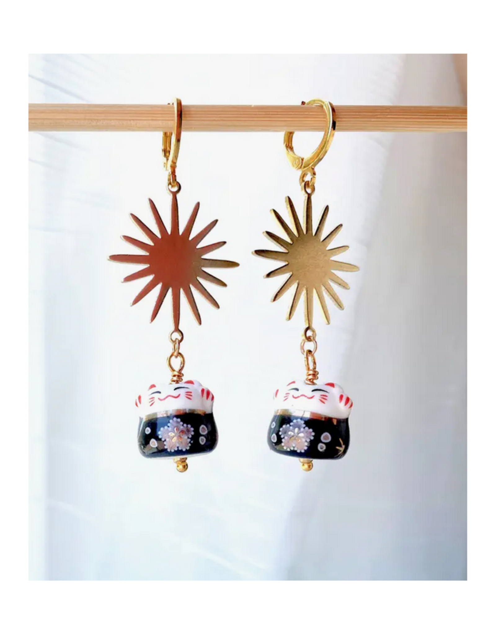 Black Lucky Cat Earrings