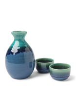 Jade Ocean Blue Sake Set For 2