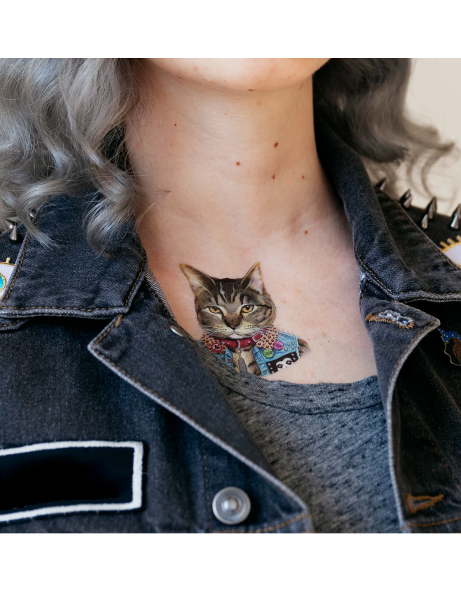 Punk Cat Tattoo Pair