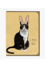 I Miss You Bunny Cat Greeting Card