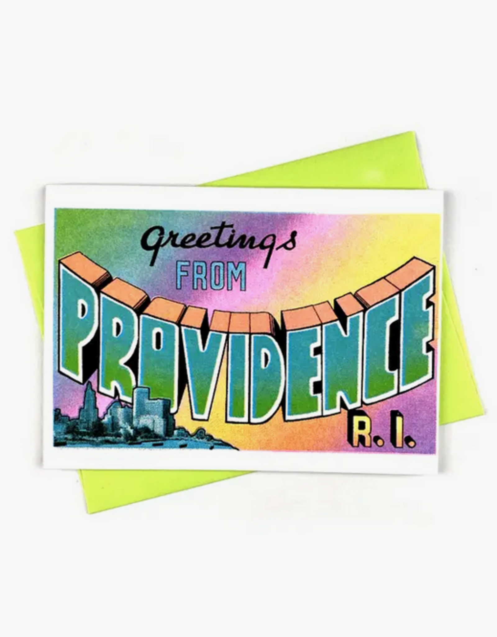 Greetings from: Providence, RI - Risograph Card