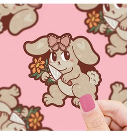 Cute Stabby Bunny Vinyl Sticker
