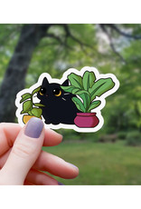 Black Cat and Houseplants Sticker