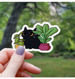 Black Cat and Houseplants Sticker