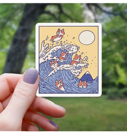 Corgi Wave Sticker