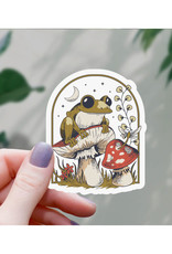 Cottagecore Frog On Mushroom Sticker