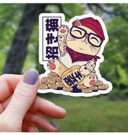 Tatted Hipster Lucky Cat Sticker