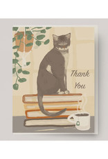 Thank You Book Cat Greeting Card