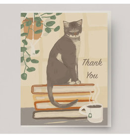 Thank You Book Cat Greeting Card