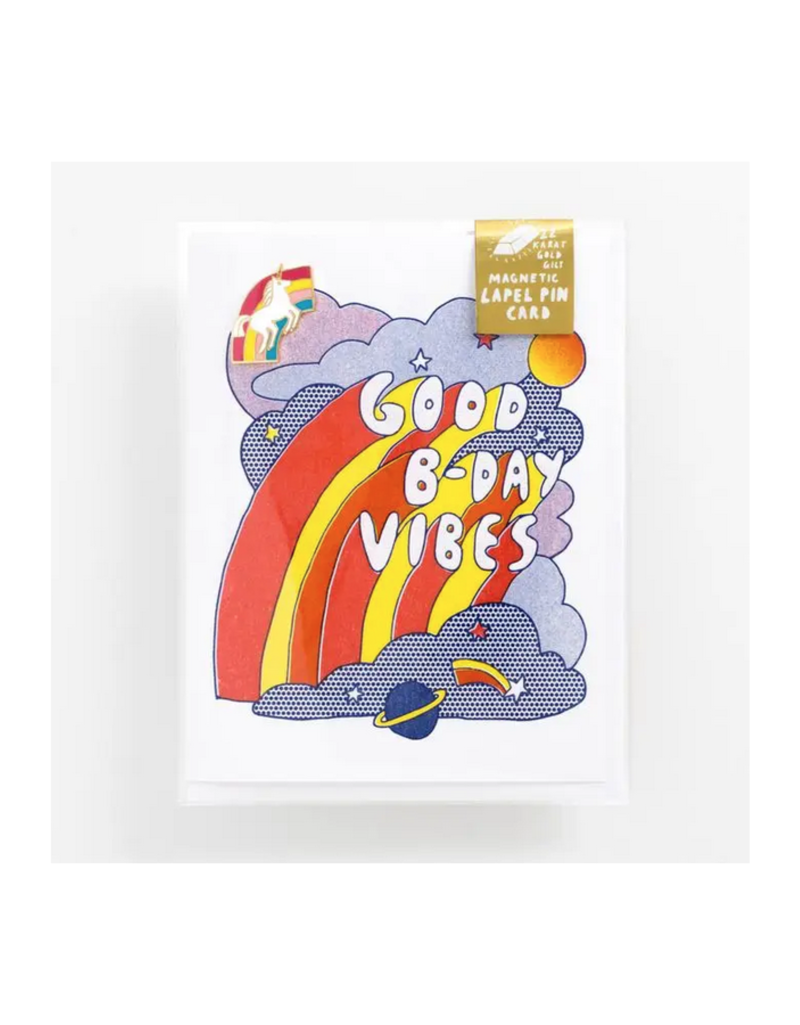 Good B-Day Vibes Rainbow Pin Greeting Card