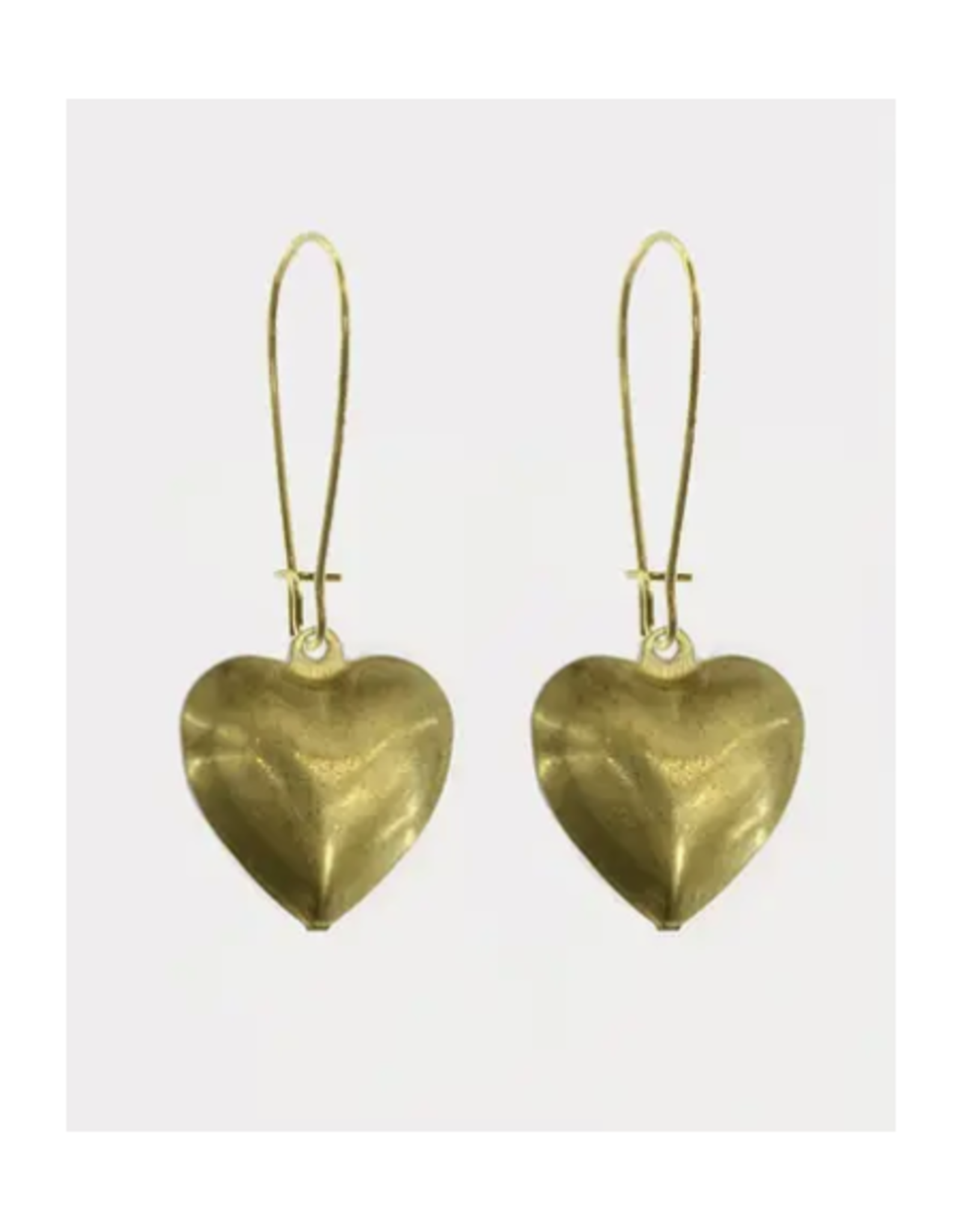 Puffy Heart Earrings - Gold