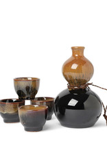 Sake Set Kurotenmoku Kin For 4