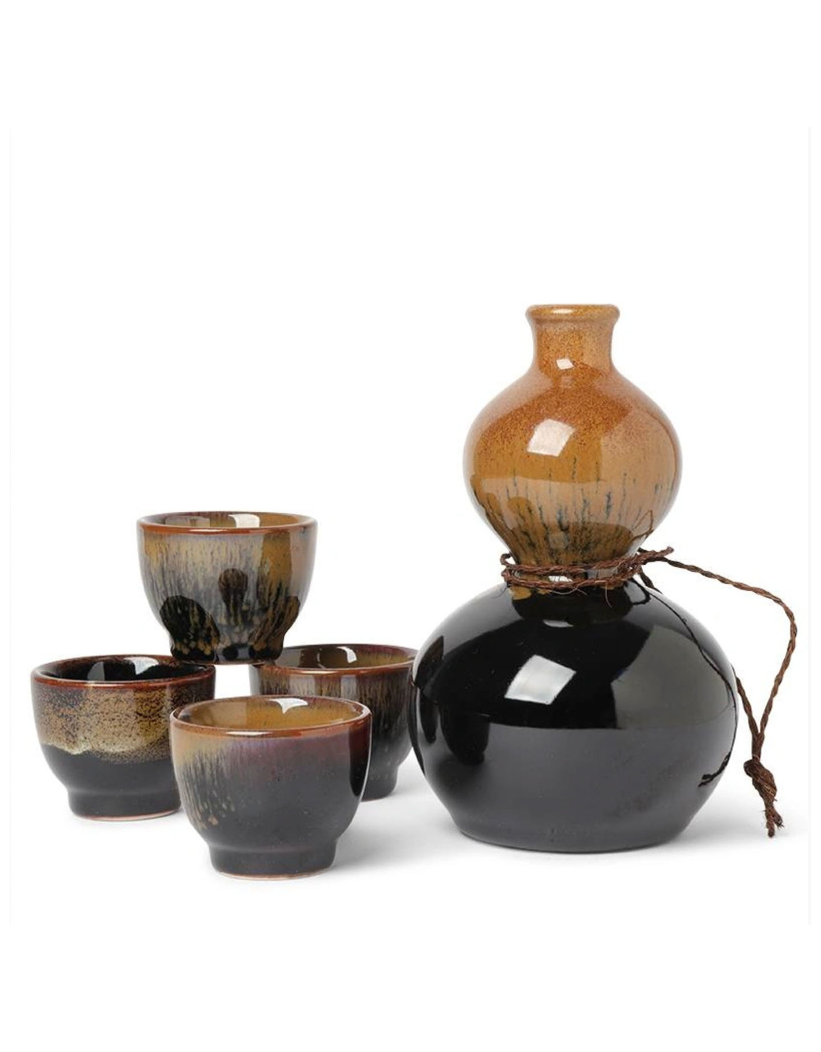 Sake Set Kurotenmoku Kin For 4